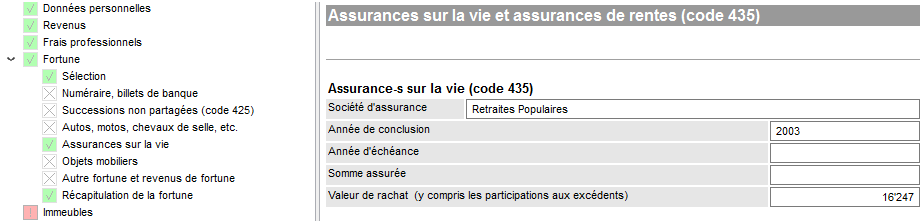 Assurance sur la vie et rentes